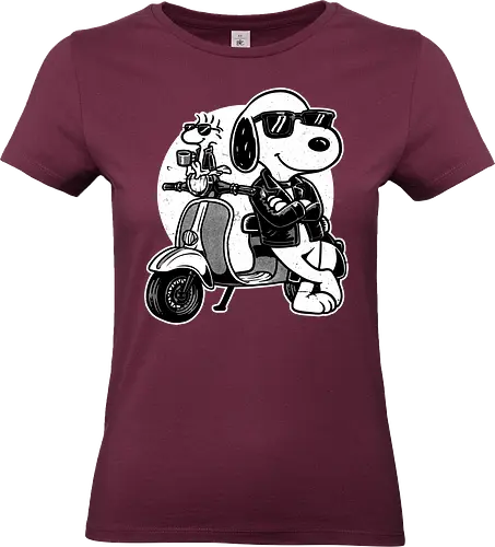 Cool Beagle Biker - classic, dog, pet, beagle, bike, biker, bird, comic, cartoon, animation, bike gangs, riders, cool, lifestyles, leather, jacket, sunglass, stylish, vibe, ride, biker gang, bike Ride, Bike Riding, Retro Vintage, Vintage, Retro, Cartoon, Retro Cartoon, Comic, Classic Animation, Motorcycle, Motor Scooter, Scooter - Standard T-Shirt (Women)