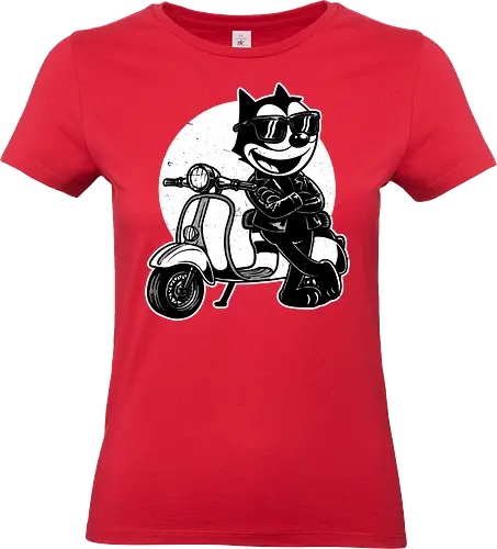 Cool Black Cat Biker - cat, black cat, tv show, classic, pet, beagle, bike, biker, comic, cartoon, animation, bike gangs, lifestyles, leather, jacket, sunglass, stylish, vibe, ride, biker gang, bike Ride, Bike Riding, Retro Vintage, Vintage, riders, cool, Retro, Cartoon, Retro Cartoon, Comic, Classic Animation, Motorcycle, Motor Scooter, Scooter - Standard T-Shirt (Women)