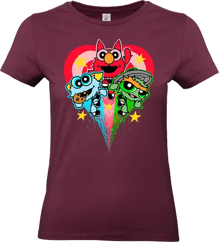 Puppet Street Boys - cookie monster, Oscar the grouch, elmo, puppet, retro, puppets, puppet master, retro vintage, puppeteer, unique design, retro design, vintage cartoon - Standard T-Shirt (Women)