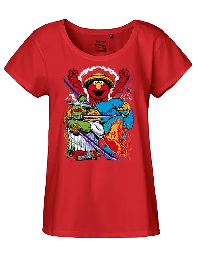 Street Monster Trio - cookie monster, Oscar the grouch, sesame streets, elmo, big bird, retro, puppet, puppets, puppet master, retro vintage, puppeteer, unique design, retro design, vintage cartoon, monster trio, Pirate, roronoa zoro, pirate, vinsmoke sanji, zoro, sanji, strawhat luffy, strawhat, strawhat pirates - Fairtrade Girl Shirt