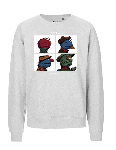 Puppetz Street Days - cookie monster, grover, Oscar the grouch, sesame streets, elmo, big bird, retro, puppet, puppets, puppet master, retro vintage, puppeteer, unique design, retro design, vintage cartoon, demon days, gorillaz, gorillaz demon days - Fairtrade Sweatshirt