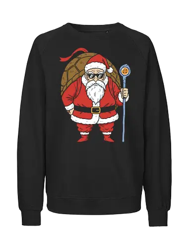  Santa Kame Sennin - Santa Kame Sennin, Master Roshi, Dragon, DBZ, Santa Claus, anime mashup, funny Santa, Kame Sennin, Turtle School, Power Pole, Dragon, t-shirt design, art print, geek holiday, nostalgic anime - Fairtrade Sweatshirt