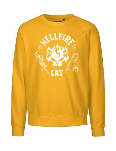 Hellfire Cat - hellfire club, cat, kitty, meow, Strange, hellfire, demogorgon, hawkins, upside down, eleven, Pen and paper, movie, tv series, TV, 80s - Fairtrade Sweatshirt