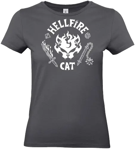Hellfire Cat - hellfire club, cat, kitty, meow, Strange, hellfire, demogorgon, hawkins, upside down, eleven, Pen and paper, movie, tv series, TV, 80s - Standard T-Shirt (Women)
