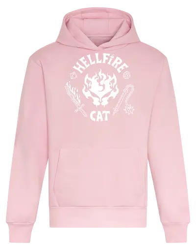 Hellfire Cat - hellfire club, cat, kitty, meow, Strange, hellfire, demogorgon, hawkins, upside down, eleven, Pen and paper, movie, tv series, TV, 80s - Heavyweight Hoodie