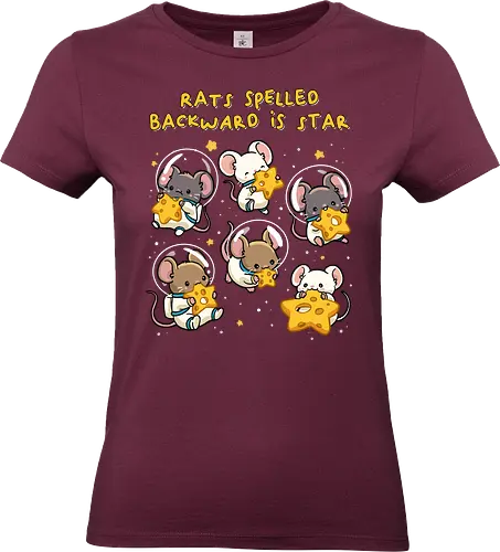 Rats Spelled Backward is Star - rats, anagram, astronaut, cheese, funny rat, galaxy, meme, mouse, pet rat, rodent, space, spelling, star, stars, universe - Standard T-Shirt (Women)