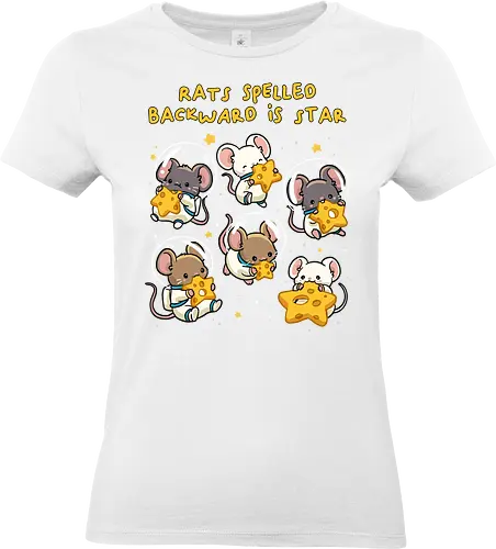 Rats Spelled Backward is Star - rats, anagram, astronaut, cheese, funny rat, galaxy, meme, mouse, pet rat, rodent, space, spelling, star, stars, universe - Standard T-Shirt (Women)