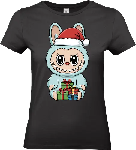  Cute Christmas labubu - Cute monster, Christmas monster, spooky cute, holiday monster, Gremlin, Yeti, Santa hat, Christmas gifts, whimsical, adorable, t-shirt design, art print, unconventional holiday, monster gift, kawaii Christmas - Standard T-Shirt (Women)