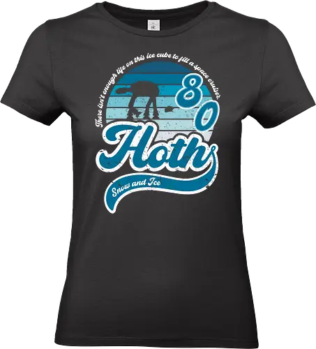 Vintage snow and ice - retro, rebel, 70s, movies, films, date, galaxy, star, 80s movies, at at, hoth, winter, snow - Standard T-Shirt (Women)