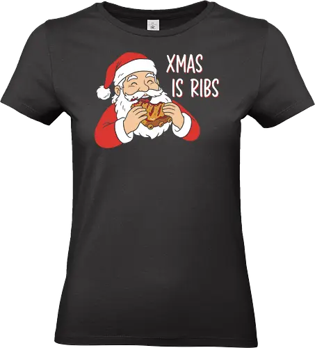 Funny BBQ Santa Claus - Xmas Is Ribs T-Shirt, Funny Christmas Shirt, BBQ Santa Claus Tee, Santa Eating Ribs, Christmas Ribs Shirt, Pitmaster Christmas Gift, Grill Master Holiday Shirt, Foodie Christmas Apparel, Ugly Christmas Sweater Party Shirt, Barbecue Lover Gift, Pulled Pork Christmas, Holiday Barbeque Tee, Funny Food Christmas, Meaty Christmas Shirt - Standard T-Shirt (Women)