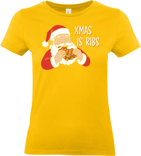 Funny BBQ Santa Claus - Xmas Is Ribs T-Shirt, Funny Christmas Shirt, BBQ Santa Claus Tee, Santa Eating Ribs, Christmas Ribs Shirt, Pitmaster Christmas Gift, Grill Master Holiday Shirt, Foodie Christmas Apparel, Ugly Christmas Sweater Party Shirt, Barbecue Lover Gift, Pulled Pork Christmas, Holiday Barbeque Tee, Funny Food Christmas, Meaty Christmas Shirt - Standard T-Shirt (Women)