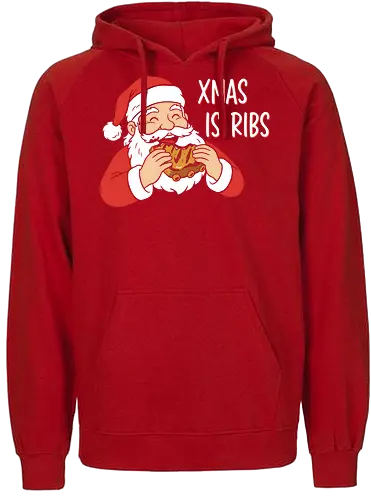 Funny BBQ Santa Claus - Xmas Is Ribs T-Shirt, Funny Christmas Shirt, BBQ Santa Claus Tee, Santa Eating Ribs, Christmas Ribs Shirt, Pitmaster Christmas Gift, Grill Master Holiday Shirt, Foodie Christmas Apparel, Ugly Christmas Sweater Party Shirt, Barbecue Lover Gift, Pulled Pork Christmas, Holiday Barbeque Tee, Funny Food Christmas, Meaty Christmas Shirt - Fairtrade Hoodie