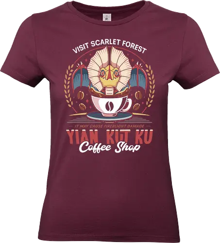Yian Kut Ku Coffee Emblem - hunting, yian kut ku, monster hunter world, gamer, gaming, video games, iceborne, palico, wyvern, felyne, monster hunter rise, monster hunter wilds, pukei pukei, coffee - Standard T-Shirt (Women)
