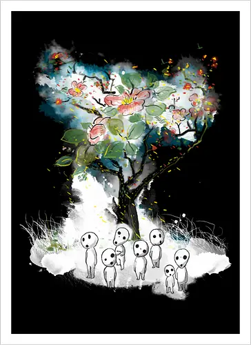 Kodamas a la Hokusai