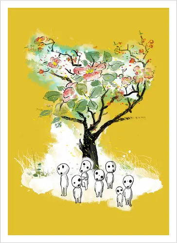 Kodamas a la Hokusai