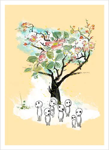 Kodamas a la Hokusai