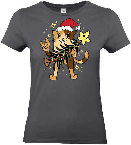 paw paw party - christmas, santaclaus, ugly christmas sweater, cat, catlover, christmas tree, psycadelic, funny, cute, hat, cartoon, merry christmas, decoration, holiday, black friday - Standard T-Shirt (Women)