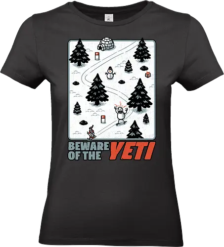 Winter Game Yeti - Winter, Game, Video Game, Games, Video Games, Classic, Classic Game, Classic Games, Yeti, Monster, Holiday, Snow, Cold, Christmas, Ski, Skiing, Mountain, Running, Run, Creature, Sasquatch, Bigfoot, Beware, Ice, Gift - Standard T-Shirt (Women)