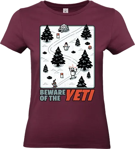 Winter Game Yeti - Winter, Game, Video Game, Games, Video Games, Classic, Classic Game, Classic Games, Yeti, Monster, Holiday, Snow, Cold, Christmas, Ski, Skiing, Mountain, Running, Run, Creature, Sasquatch, Bigfoot, Beware, Ice, Gift - Standard T-Shirt (Women)