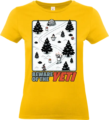 Winter Game Yeti - Winter, Game, Video Game, Games, Video Games, Classic, Classic Game, Classic Games, Yeti, Monster, Holiday, Snow, Cold, Christmas, Ski, Skiing, Mountain, Running, Run, Creature, Sasquatch, Bigfoot, Beware, Ice, Gift - Standard T-Shirt (Women)