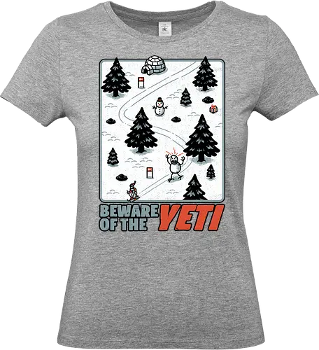Winter Game Yeti - Winter, Game, Video Game, Games, Video Games, Classic, Classic Game, Classic Games, Yeti, Monster, Holiday, Snow, Cold, Christmas, Ski, Skiing, Mountain, Running, Run, Creature, Sasquatch, Bigfoot, Beware, Ice, Gift - Standard T-Shirt (Women)