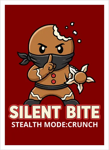 Silent Bite - Stealth Mode: Crunch" Funny Gingerbread Ninja T-Shirt