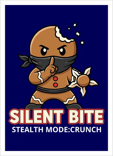 Silent Bite - Stealth Mode: Crunch" Funny Gingerbread Ninja T-Shirt