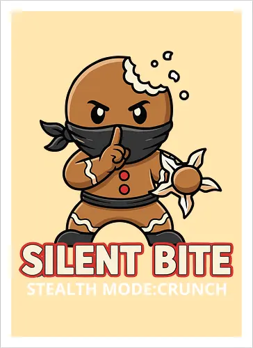 Silent Bite - Stealth Mode: Crunch" Funny Gingerbread Ninja T-Shirt