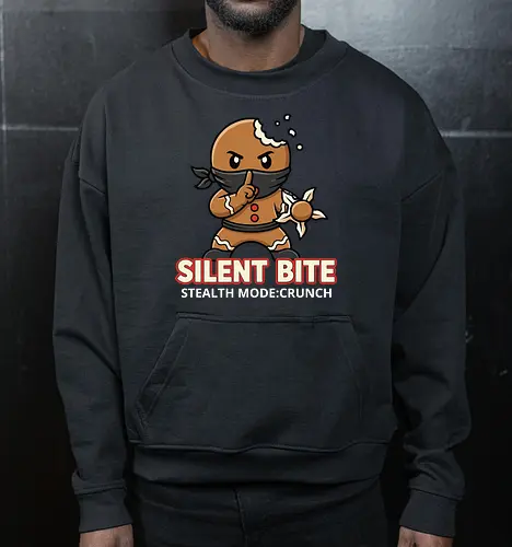 Silent Bite - Stealth Mode: Crunch" Funny Gingerbread Ninja T-Shirt