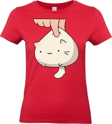 White Kawaii Kitten - Kawaii, cat, kitten, Paw, animal, play, cute, trick, partner, eat, cats, orange, brown, eyes, cute cats, adorable, fan art, feeding - Standard T-Shirt (Women)