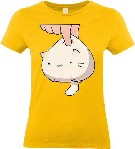 White Kawaii Kitten - Kawaii, cat, kitten, Paw, animal, play, cute, trick, partner, eat, cats, orange, brown, eyes, cute cats, adorable, fan art, feeding - Standard T-Shirt (Women)