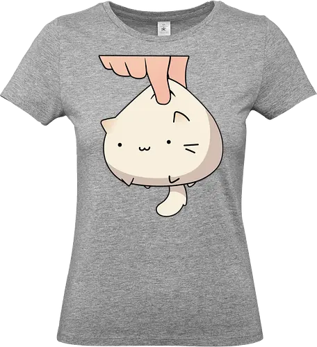 White Kawaii Kitten - Kawaii, cat, kitten, Paw, animal, play, cute, trick, partner, eat, cats, orange, brown, eyes, cute cats, adorable, fan art, feeding - Standard T-Shirt (Women)