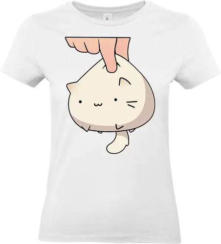 White Kawaii Kitten - Kawaii, cat, kitten, Paw, animal, play, cute, trick, partner, eat, cats, orange, brown, eyes, cute cats, adorable, fan art, feeding - Standard T-Shirt (Women)