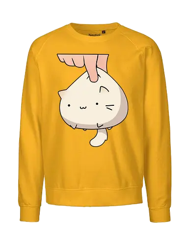 White Kawaii Kitten - Kawaii, cat, kitten, Paw, animal, play, cute, trick, partner, eat, cats, orange, brown, eyes, cute cats, adorable, fan art, feeding - Fairtrade Sweatshirt