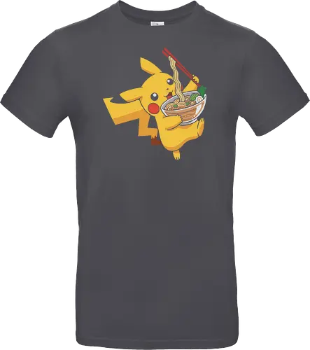 Mouse Ramen Run - Mouse, ramen, Pocket, anime shirt, Japanese food, noodle bowl, electric type, manga, video game, kawaii, cute pokemon, food lover, foodie apparel, ramen tshirt, pikachu art, vector graphic, gaming shirt, geek apparel, chopsticks - Standard T-Shirt