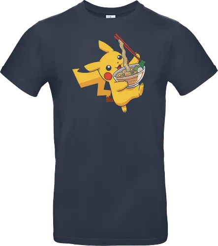 Mouse Ramen Run - Mouse, ramen, Pocket, anime shirt, Japanese food, noodle bowl, electric type, manga, video game, kawaii, cute pokemon, food lover, foodie apparel, ramen tshirt, pikachu art, vector graphic, gaming shirt, geek apparel, chopsticks - Standard T-Shirt