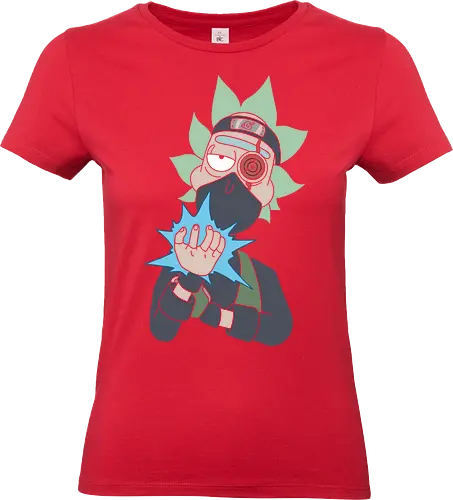 Rick Hatake: Chidori & Chill - Rick and Morty, Shinobi, Kakashi, crossover, anime mashup, Rick Sanchez, Chidori, Sharingan, Hidden Leaf, Konoha, sensei, geek apparel, cartoon, adult swim, ninja, science fiction, anime shirt, weeb, parody, fan art - Standard T-Shirt (Women)