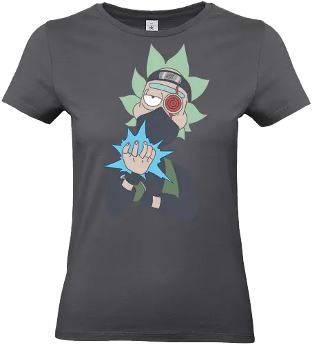 Rick Hatake: Chidori & Chill - Rick and Morty, Shinobi, Kakashi, crossover, anime mashup, Rick Sanchez, Chidori, Sharingan, Hidden Leaf, Konoha, sensei, geek apparel, cartoon, adult swim, ninja, science fiction, anime shirt, weeb, parody, fan art - Standard T-Shirt (Women)