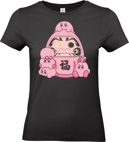 Pink Daruma Doll of Fortune - Pink, Daruma, Japanese doll, good luck, fortune, Fuku, pink, kawaii, cute, video game, gamer, Super Smash Bros, anime, traditional Japan, pop culture, perseverance, aesthetic - Standard T-Shirt (Women)