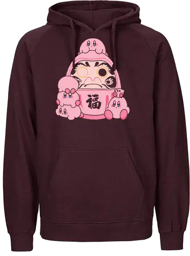 Pink Daruma Doll of Fortune - Pink, Daruma, Japanese doll, good luck, fortune, Fuku, pink, kawaii, cute, video game, gamer, Super Smash Bros, anime, traditional Japan, pop culture, perseverance, aesthetic - Fairtrade Hoodie
