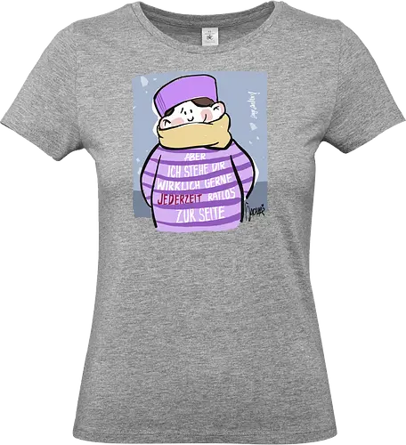Aber ich stehe dir wirklich gerne jederzeit ratlos zur Seite! - Ringelpullisprüche, Ringeldinger, streifenweise, Spruch, Weisheit, Motivation, Ringelpulli, SprücheShirt, Cartoon Illustration, Statement, Handgezeichnet, Humor, Selbstironie, Streifenpulli, Spruchshirt, deutsch - Standard T-Shirt (Women)