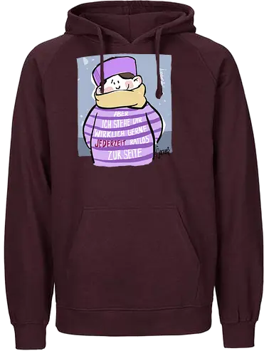 Aber ich stehe dir wirklich gerne jederzeit ratlos zur Seite! - Ringelpullisprüche, Ringeldinger, streifenweise, Spruch, Weisheit, Motivation, Ringelpulli, SprücheShirt, Cartoon Illustration, Statement, Handgezeichnet, Humor, Selbstironie, Streifenpulli, Spruchshirt, deutsch - Fairtrade Hoodie