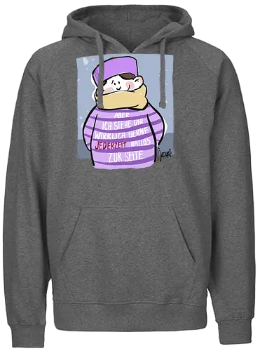 Aber ich stehe dir wirklich gerne jederzeit ratlos zur Seite! - Ringelpullisprüche, Ringeldinger, streifenweise, Spruch, Weisheit, Motivation, Ringelpulli, SprücheShirt, Cartoon Illustration, Statement, Handgezeichnet, Humor, Selbstironie, Streifenpulli, Spruchshirt, deutsch - Fairtrade Hoodie