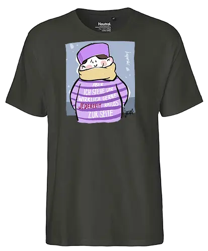 Aber ich stehe dir wirklich gerne jederzeit ratlos zur Seite! - Ringelpullisprüche, Ringeldinger, streifenweise, Spruch, Weisheit, Motivation, Ringelpulli, SprücheShirt, Cartoon Illustration, Statement, Handgezeichnet, Humor, Selbstironie, Streifenpulli, Spruchshirt, deutsch - Fairtrade T-Shirt