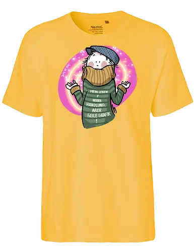 Mein Leben? - Ringelpullisprüche, Ringeldinger, streifenweise, Spruch, Weisheit, Motivation, Ringelpulli, SprücheShirt, Cartoon Illustration, Statement, Handgezeichnet, Humor, Selbstironie, Streifenpulli, Spruchshirt, deutsch - Fairtrade T-Shirt