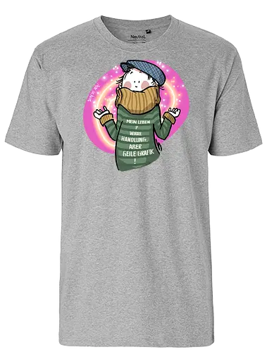 Mein Leben? - Ringelpullisprüche, Ringeldinger, streifenweise, Spruch, Weisheit, Motivation, Ringelpulli, SprücheShirt, Cartoon Illustration, Statement, Handgezeichnet, Humor, Selbstironie, Streifenpulli, Spruchshirt, deutsch - Fairtrade T-Shirt