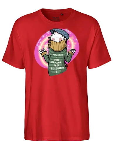 Mein Leben? - Ringelpullisprüche, Ringeldinger, streifenweise, Spruch, Weisheit, Motivation, Ringelpulli, SprücheShirt, Cartoon Illustration, Statement, Handgezeichnet, Humor, Selbstironie, Streifenpulli, Spruchshirt, deutsch - Fairtrade T-Shirt