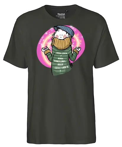 Mein Leben? - Ringelpullisprüche, Ringeldinger, streifenweise, Spruch, Weisheit, Motivation, Ringelpulli, SprücheShirt, Cartoon Illustration, Statement, Handgezeichnet, Humor, Selbstironie, Streifenpulli, Spruchshirt, deutsch - Fairtrade T-Shirt