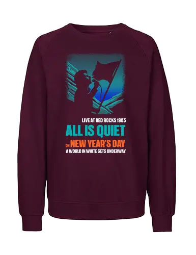 New Year's Day Music Art - music, album cover, funny, funny quote, funnytee, happy new year, music album, music artist, new years eve party, pop music, rock, rock bands, rock music, song lyrics, u2 - Fairtrade Sweatshirt