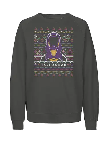 Tali Zorah Ugly Sweater - mass effect, n7, commander shepard, ssv normandy, systems alliance, garrus vakarian, tali zorah, video game, gaming, gamer, urdnot wrex, mordin solus, jaal ama darav, liara t soni, ugly christmas sweater, spectre - Fairtrade Sweatshirt